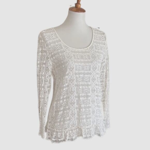 Elizabeth and James Lace Crochet Blouse, Size Small - Picture 1 of 4